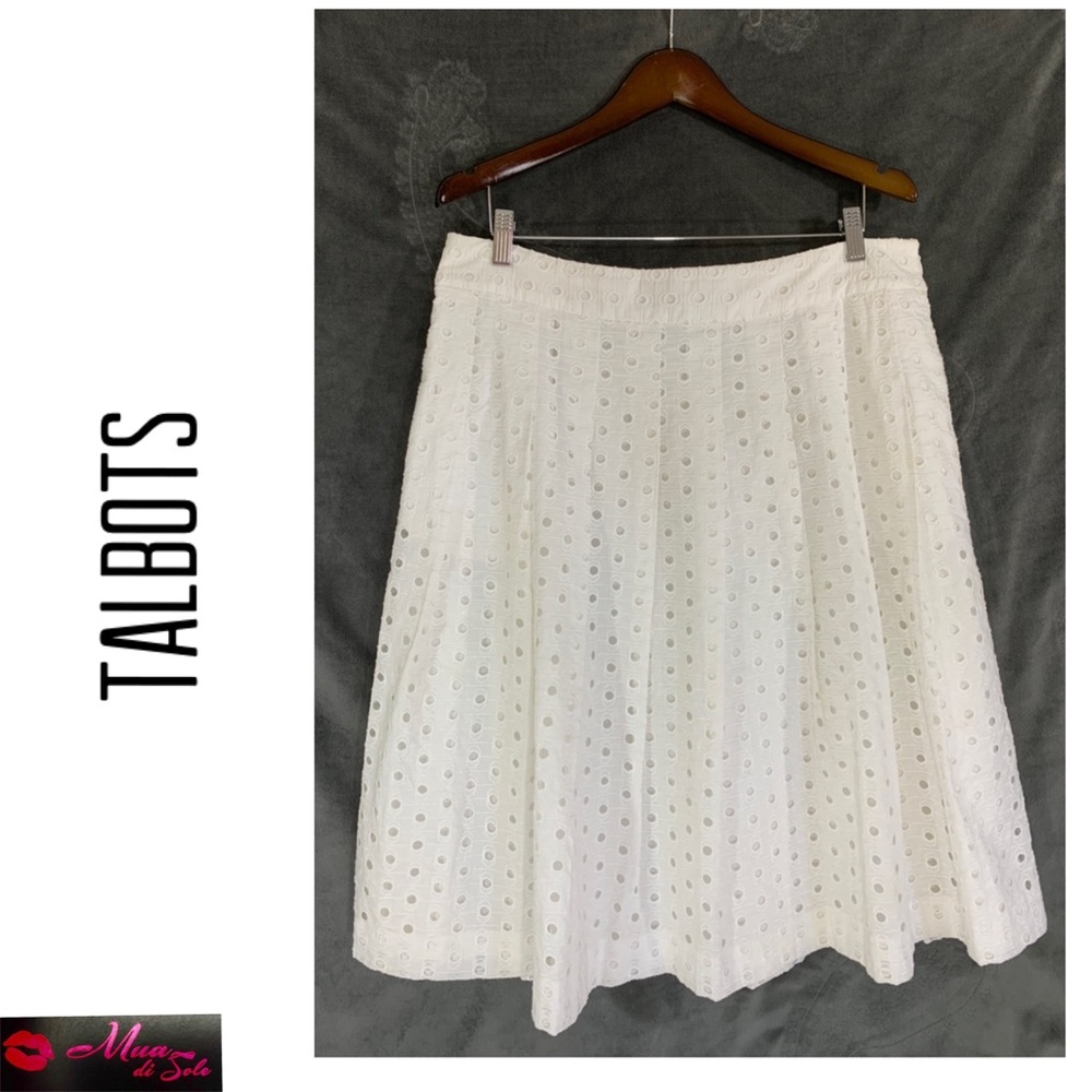 100% Cotton Eyelet Overlay Midi White Skirt